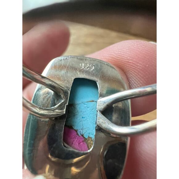 Sterling Silver Cotton Candy Turquoise Ring Pink Blue Size 5.75 6g Boho Jewelry - Picture 8 of 10
